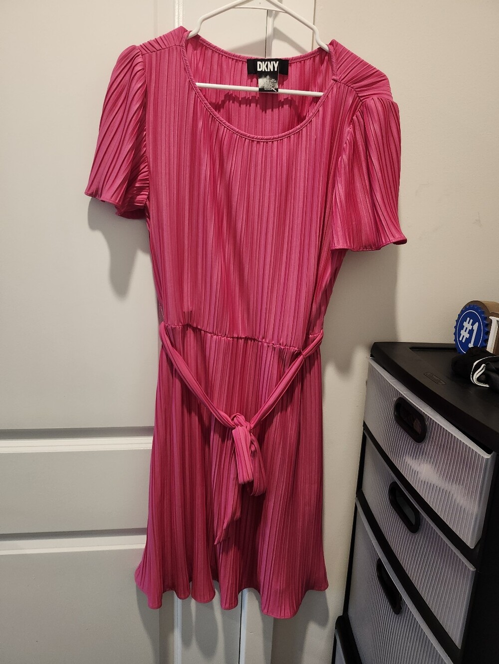 DKNY Fusia Pink Pleated Dress